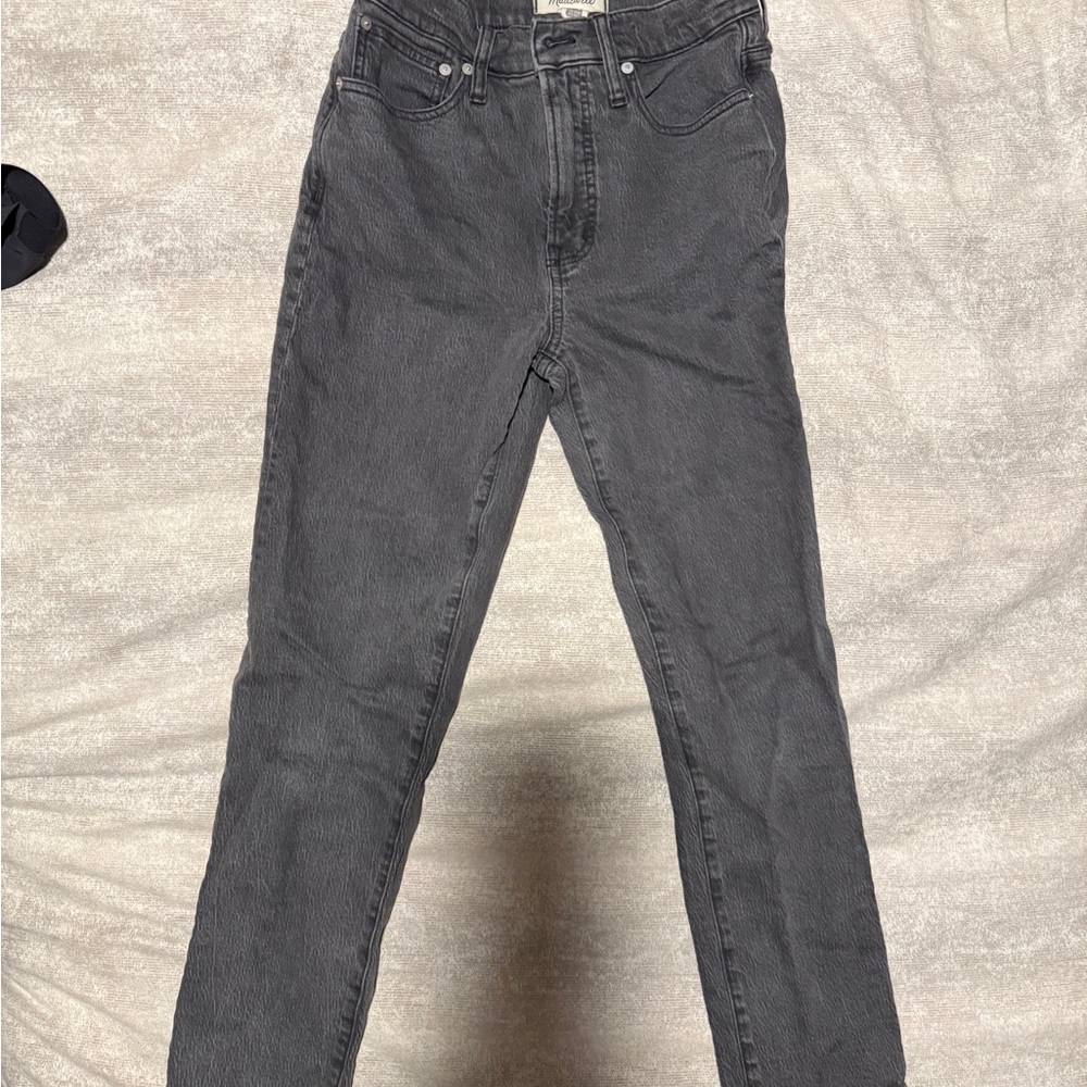Madewell The Perfect Vintage Jean 24 Gray Washed Black Denim High Rise Straight